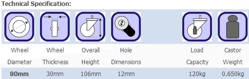 80mm Swivel Nylon Castor